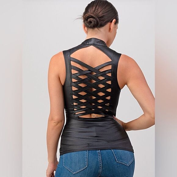 Lydia Lace Up Corset Top in Black - Picture 5 of 5